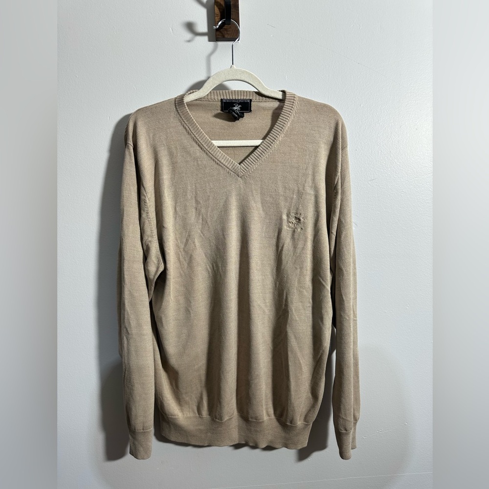 Beverly Hills Polo Club Men’s 2X Tan V-Neck Sweater | SKU 0981
